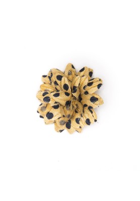 Pale Yellow/Navy Dots Daisy Boutonniere/Lapel Flower 