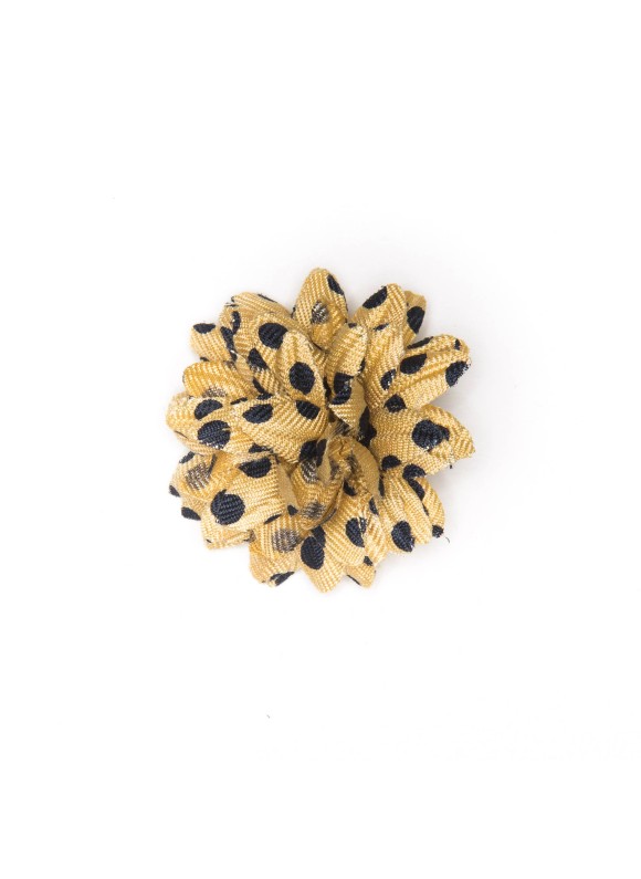 Pale Yellow/Navy Dots Daisy Boutonniere/Lapel Flower