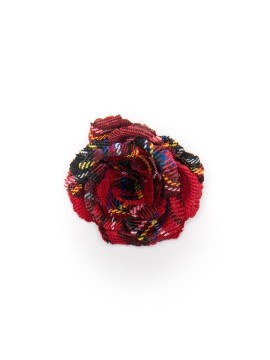 Red Holiday Tartan Rose Boutonniere/Lapel Flower