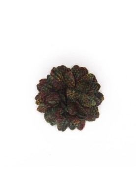 Black Twill/Dark Green/Wine Wool Check Daisy Boutonniere/Lapel Flower 