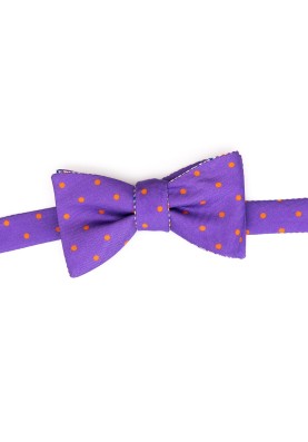 Purple/Orange Dots/Glen Plaid  Reversible Bow 