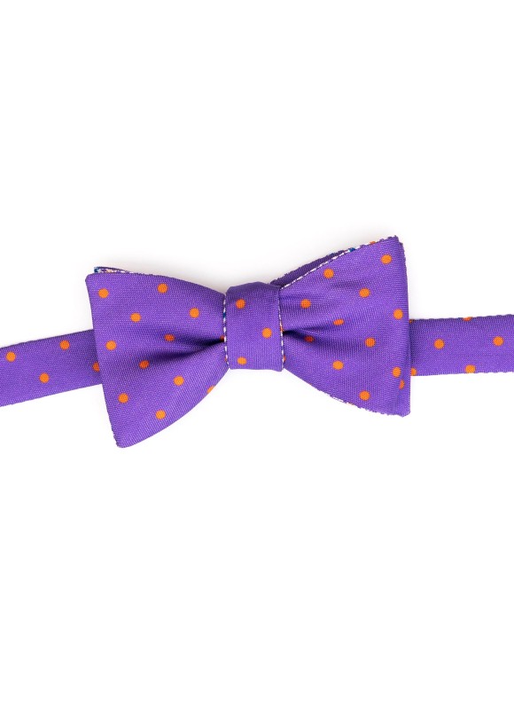 Purple/Orange Dots/Glen Plaid  Reversible Bow