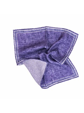 Purple Solid/Gingham Print Reversible Pocket Square