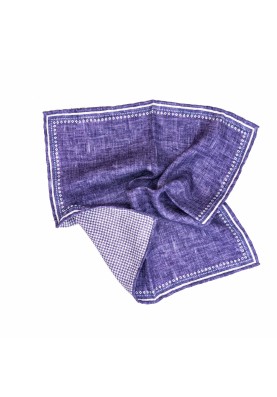 Purple Solid/Gingham Print Reversible Pocket Square 