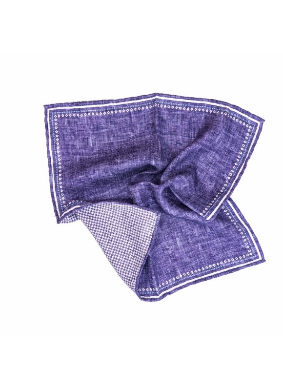 Purple Solid/Gingham Print Reversible Pocket Square