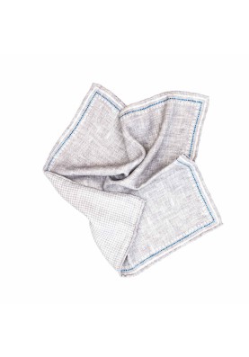 Grey Solid/Gingham Print Reversible Pocket Square 