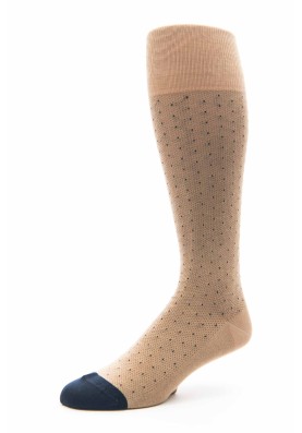 Khaki/Navy Dots With Melange Effect O/C Socks 