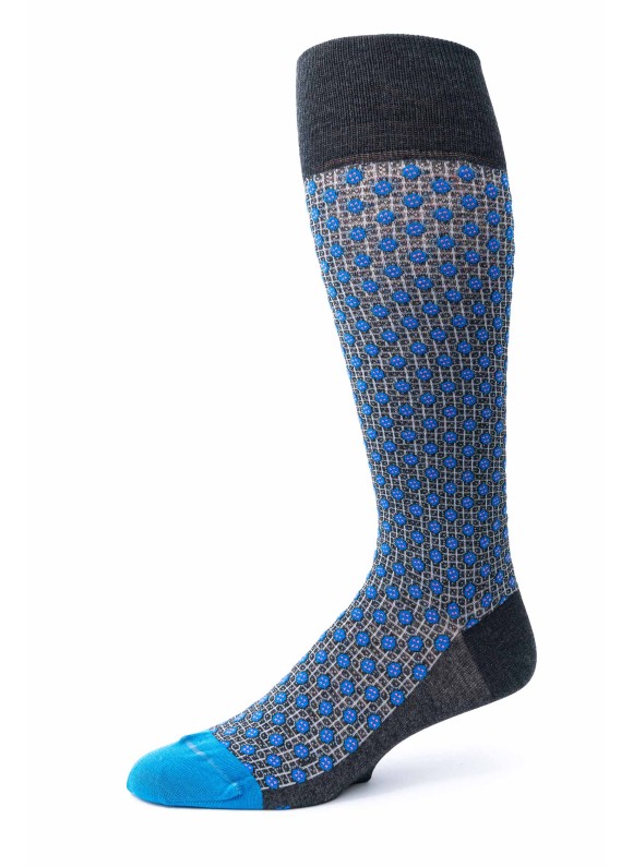 Charcoal/Med. Blue Neat O/C Socks