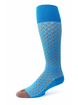 Med. Blue/Brown Neat O/C Socks