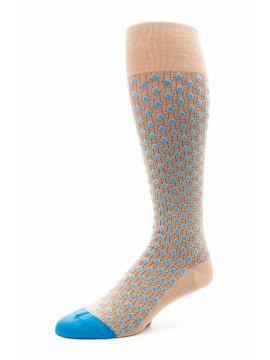 Khaki/Med. Blue Neat O/C Socks