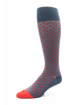 Steel Blue/Red Neat O/C Socks