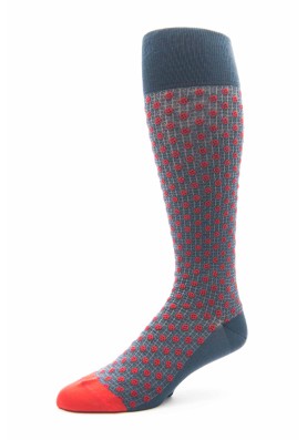 Steel Blue/Red Neat O/C Socks 