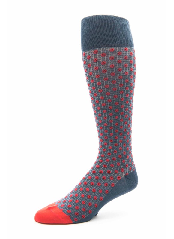 Steel Blue/Red Neat O/C Socks