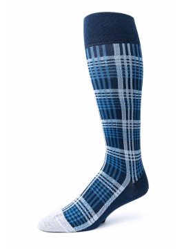 Navy/Grey Plaid O/C Socks