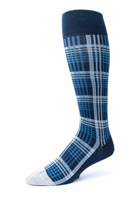 Navy/Grey Plaid O/C Socks 