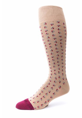 Khaki/Wine Dots Pattern O/C Socks 