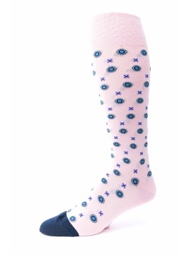 Pink/Navy Neat O/C Socks