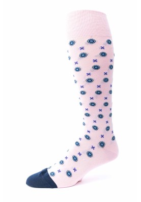 Pink/Navy Neat O/C Socks 