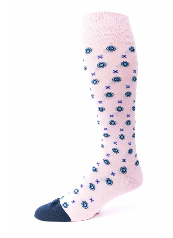 Pink/Navy Neat O/C Socks