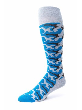Grey/Med. Blue Camo O/C Socks