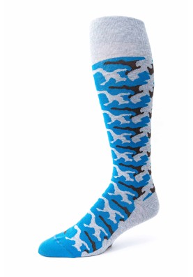 Grey/Med. Blue Camo O/C Socks 