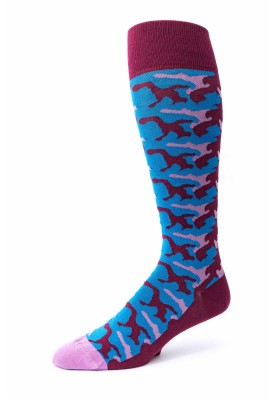 Wine/Tea-Rose Camo O/C Socks 