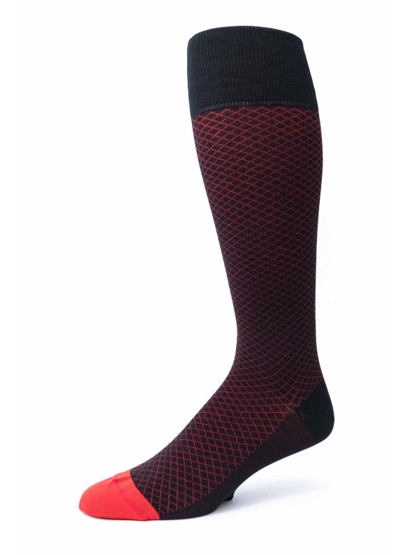 Black/Red Check O/C Socks