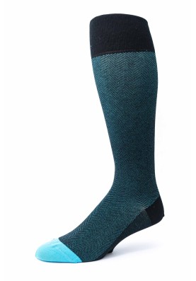 Black/Blue Herringbone O/C Socks 