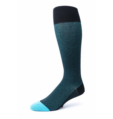 Black/Blue Herringbone O/C Socks 