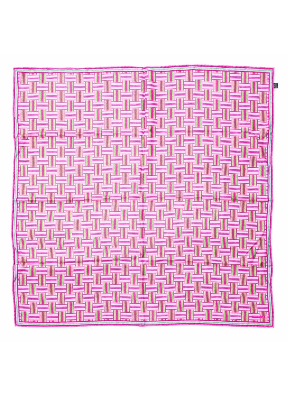 Pink/Lawn Green African Cloth Inspired Weave Print Scarf