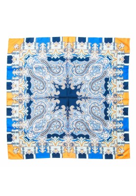 Navy/Orange/Cobalt Persian Print Scarf 