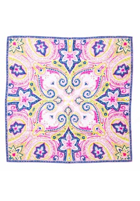 Pink/Navy/Lime Paisley Print Scarf 