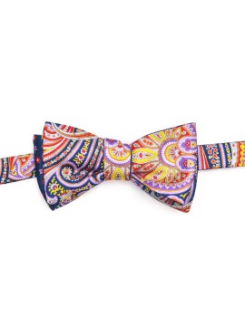 Navy/Red/Yellow Tapestry Paisley/Floral Neat Reversible Bow Tie