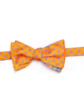 Orange/ Purple/Yellow Tapestry Paisley/Floral Neat Reversible Bow Tie