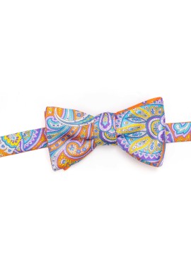 Orange/ Purple/Yellow Tapestry Paisley/Floral Neat Reversible Bow Tie