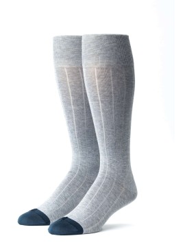 Grey/Blue Steel Ribbed Socks