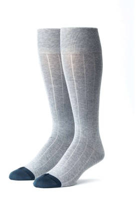 Grey/Blue Steel Ribbed Socks 