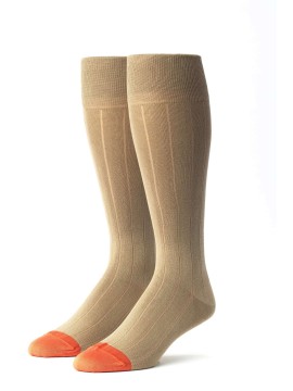 Khaki/Orange Ribbed Socks