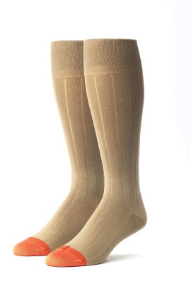 Khaki/Orange Ribbed Socks 