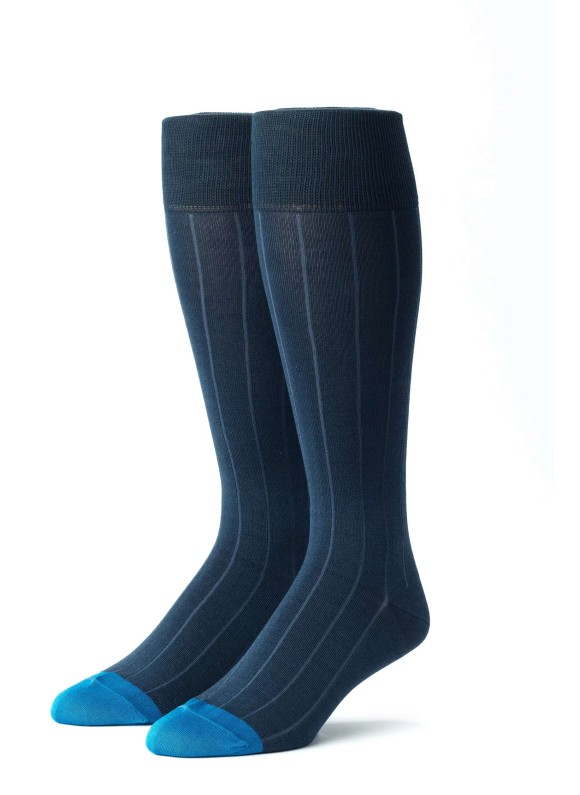 Blue Steel/Medium Blue Ribbed Socks