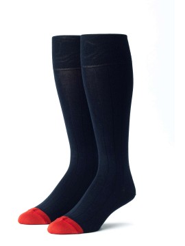 Navy/Red Ribbed Socks