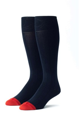 Navy/Red Ribbed Socks 