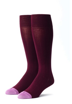 Wine/Pink Ribbed Socks 