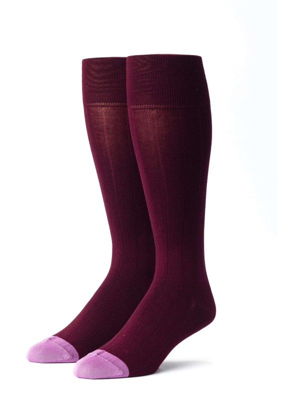 Wine/Pink Ribbed Socks