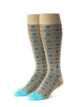 Khaki/Blue Foulard Socks