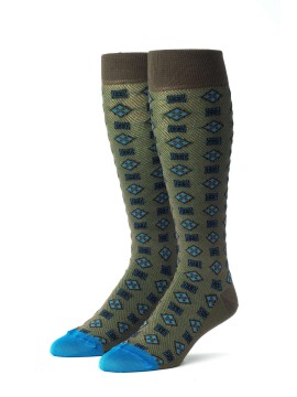 Olive/Deep Blue Foulard Socks