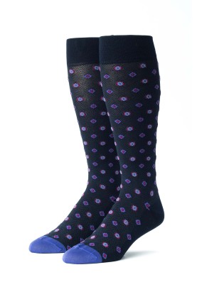 Navy/Red/Purple Foulard Socks 