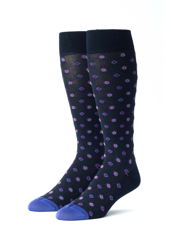 Navy/Red/Purple Foulard Socks