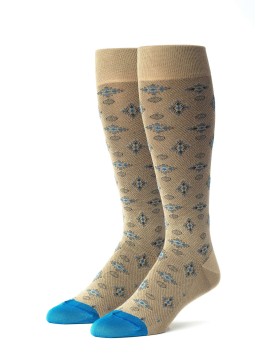 Khaki/Deep Blue Foulard Socks
