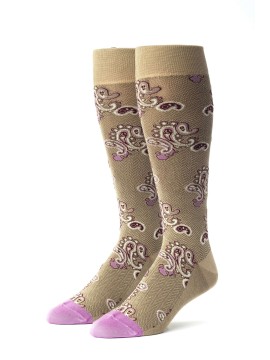Khaki/Pink Paisley Socks